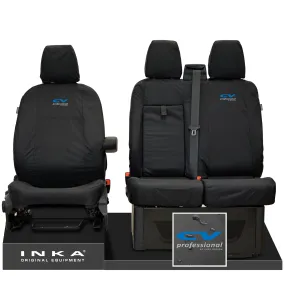 Ford Transit MK8/MK9 MY14 to Present INKA Front Set 1 2 Tailored Waterproof Seat Covers Black Fits All Derivatives Incl Jumbo